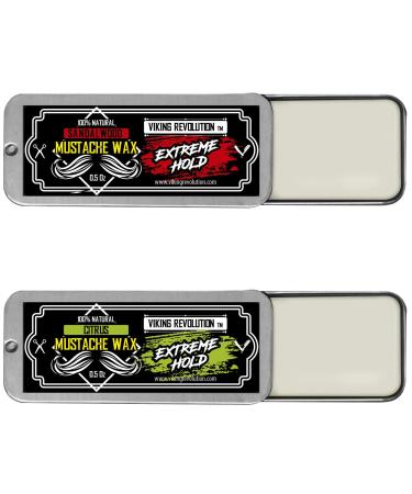 Extreme Hold Mustache Wax 2 Pack for Men - Citrus & Sandalwood Scents - 0.5oz x 2 - Buy Online on GoSupps.com