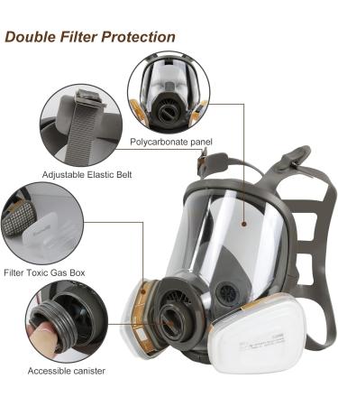 Reusable full face mask with activated carbon air filter for protection from gases dust spray paint welding chemicals and other work - Buy Online on GoSupps.com