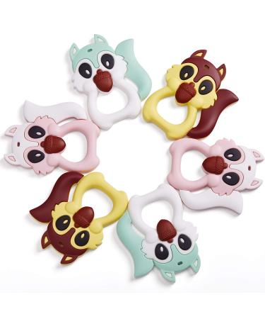 PREMYO Squirrel Teething Ring - BPA Free Silicone Baby Teether Cooling Teething Aid for Pain Relief - Soft Mint Color - Buy Online on GoSupps.com