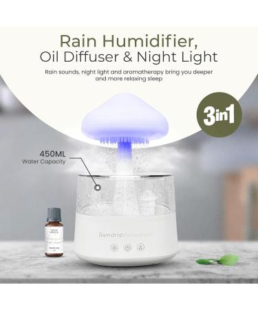 Mushroom Rain Humidifier | Essential Oil Diffuser with Calming Sounds | Bedroom Night Light & Aromatherapy | International Shipping Available - Buy Online on GoSupps.com