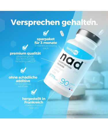 NAD+ Nicotinamide Riboside Chloride 300mg - Anti-Aging & Fatigue Support - 90 Vegan Capsules - Made in France - 3-Month Supply | Best NAD Booster - Buy Online on GoSupps.com