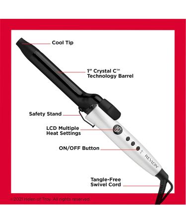 Revlon Crystal C + Ceramic Hair Curling Iron 1 Inch Barrel | Long-Lasting Shine & Less Frizz - Buy Online on GoSupps.com