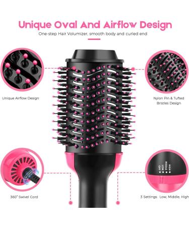 Hot Air Brush 4 IN 1 Hair Dryer Brush One Step Hair Dryer & Styler & Volumizer & Hair Curler Negative Ions Comb Straightener Salon/Curly Reduce Frizz/Static - Buy Online on GoSupps.com