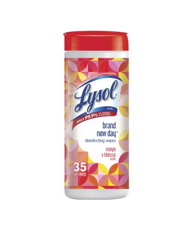 Lysol Disinfectant Wipes, Multi-Surface Antibacterial Cleaning Wipes, for Disinfecting and Cleaning, Mango and Hibiscus Scent, 35ct