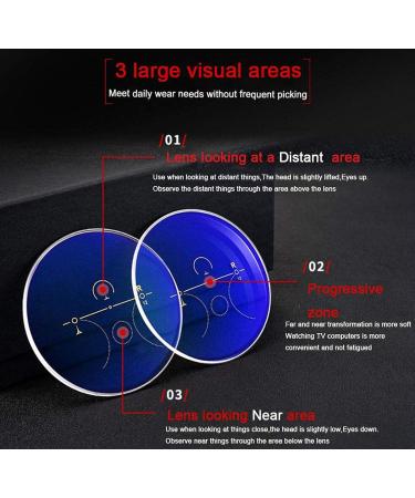 Women's Cat Eye Multifocal Progressive Glasses UV400 Transition Photochromic Lens +1.0 to +3.0 Blue 2.5x With Spring Hinges - Buy Online on GoSupps.com