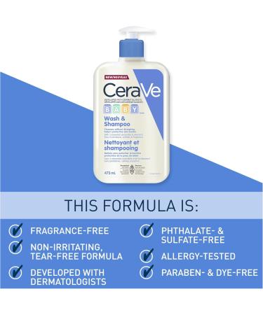 CeraVe BABY Moisturizing Lotion (473ML) and CeraVe Baby Wash & Shampoo (473ML) | Tear-Free Gentle Formulas - Buy Online on GoSupps.com