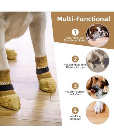 Expavloric Anti-Slip Dog Paw Protection | Adjustable Straps & Better Traction for Wooden Floors | Soft Elastic Fabric - Beige XS - Buy Online on GoSupps.com