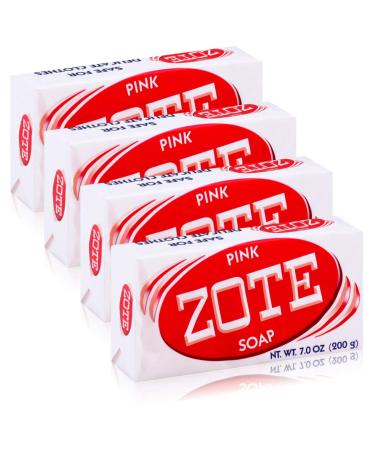 Zote Laundry Soap Bar Pink 4 Bars 7.0 Ounce Each