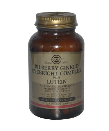 Bilberry Ginkgo Eyebright Complex Plus Lutein, 60 Vegetable Capsules, Solgar