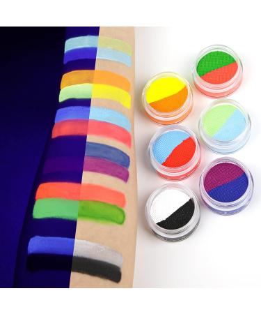 Latibell UV Face & Body Paint Set | 12 Water Activated Neon Colors | Black Light Reactive Makeup Kit for Halloween & UV Party | Includes 1 Makeup Brush & Water Activated Eyeliner - Buy Online on GoSupps.com