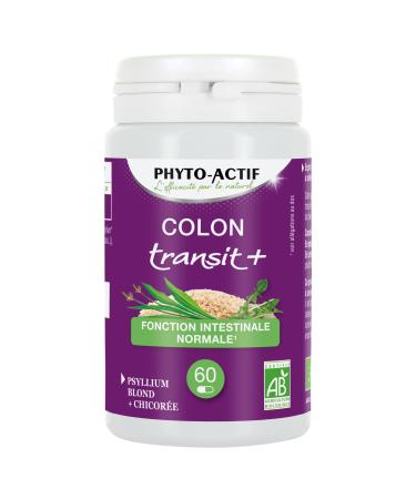 PHYTO-ACTIVE | Colon Transit + | Dietary Supplement Digestion | Normal Intestinal Function | Facilitates Intestinal Transit | Psyllium & Chicory Blonde | Organic | 60 Capsules