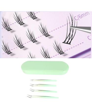 DIY Eyelash Applicator Tool Set | Stainless Steel Tweezers & Scissors for Eyelash Extensions | Green Lash Cluster Tweezers & Eyebrow Curler - Buy Online on GoSupps.com