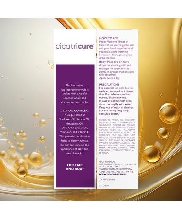 Cicatricure Cica Oil for Stretch Marks & Scars Visible Results in 4 Weeks Pregnancy Must-Haves Body Oil with Vitamin E Stretch Mark Oil Scar Treatment with Botanical Ingredients 6.7 fl oz 6.7 Fl Oz (PACK OF 1) - Buy Online on GoSupps.com