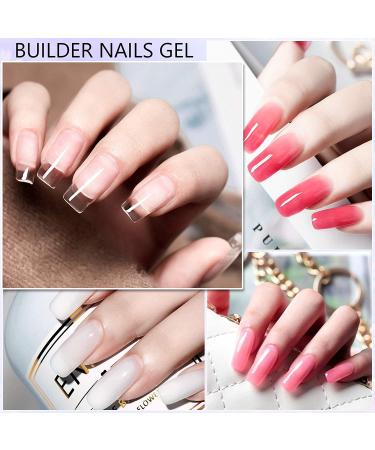 Vrenmol 4 Colors Builder Nail Gel Kit with 100 Pcs Forms and Brush - Nail Extension Gel Set for Manicure - Clear, Pink, White, Nude Gel Art - Buy Online on GoSupps.com