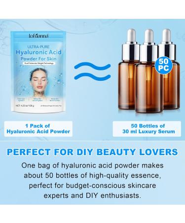 lofuanna Hyaluronic Acid Powder Pure Hyaluronic Acid Powder for Skin Water-Soluble DIY Facial Serum for Face Hydration & Moisture | Low Molecular Weight - Buy Online on GoSupps.com