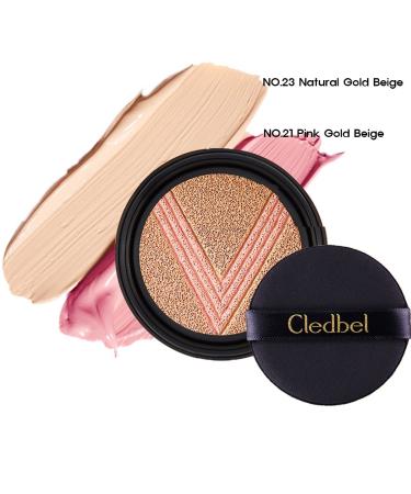 Cledbel Miracle Power Lift V Cushion SPF50+ PA+++: Main + Refill 2CT + Puff 4CT (No21 Pink Gold Beige) - Buy Online on GoSupps.com