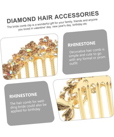 Housoutil comb Clip decorate hair comb wedding decor crystal flower diamond hair accessories women's Diamond pin Hair piece ponytail large spring French rhinestone hair comb - Buy Online on GoSupps.com