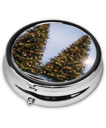 Christmas Trees Mini Round Pill Box | 3 Compartment Travel Organizer | Portable Medicine Case for Home & Office - Buy Online on GoSupps.com