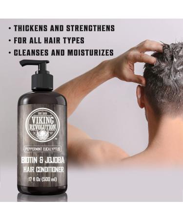 Viking Revolution Biotin Men's Conditioner - Eucalyptus & Peppermint Jojoba Oil 17 Oz - Best Conditioner for Dry Hair - Buy Online on GoSupps.com