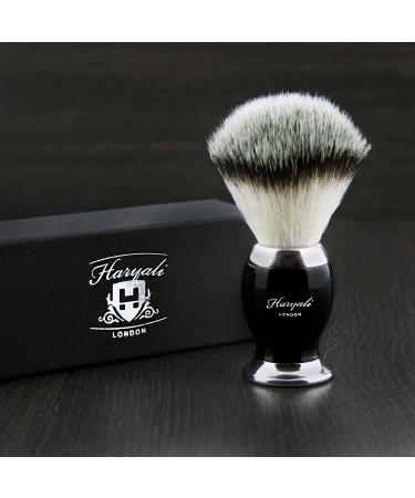 Men Badger Synthetic Hair Shaving Brush with & Black & Metal Color Base. COMES IN DESIGNER BOX - Perfect for every gentleman