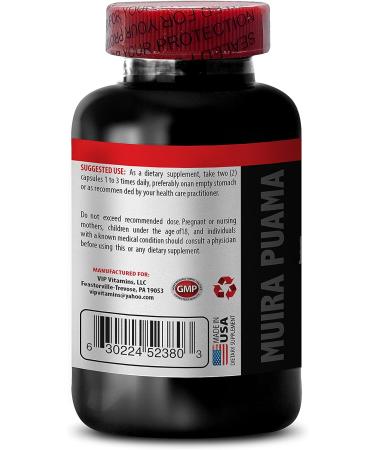 Muira Puama Energy Supplements for Men - 180 Capsules - Energy Boost with Puama Bark Extract - Buy Online on GoSupps.com