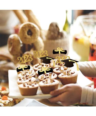 48pcs 2023 Graduation Cupcake Toppers Baking Decoration Exquisite Grad Cap Set Food Appetizer Picks For Graduation Party Graduation Toppers - Buy Online on GoSupps.com