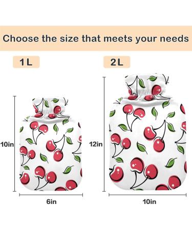 NAANLE Cartoon Cherry Berries 1L Heat Bottle - Transparent Hot Water Bag for Bed Hand & Foot Warmer Pain Relief & Cold Therapy - Buy Online on GoSupps.com