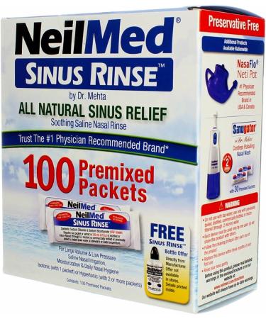 NeilMed Sinus Rinse All Natural Relief Premixed Refill Packets 100 Each (Pack of 3) - Buy Online on GoSupps.com
