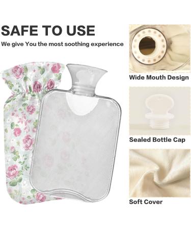 Buy ZZXXB Pink Rose Pattern Heat Bottle 1L PVC Hot Water Bottle with Fleece Cover for Neck & Shoulder Pain Relief | Effective Heat Therapy - Buy Online on GoSupps.com