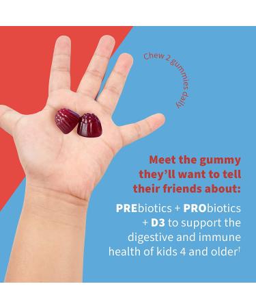 Garden of Life Kids Probiotic & Prebiotic Fiber Gummies with Vitamin D3 - 60ct, Strawberry Flavor | Digestive & Immune Health | Gluten Free & Non GMO - Buy Online on GoSupps.com