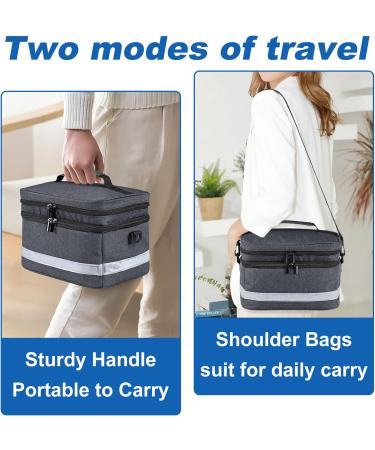 Portable Medication Organizer Storage Bag - Travel Pill Bottle Holder with Strap - Family First Aid Box (Grey - Buy Online on GoSupps.com