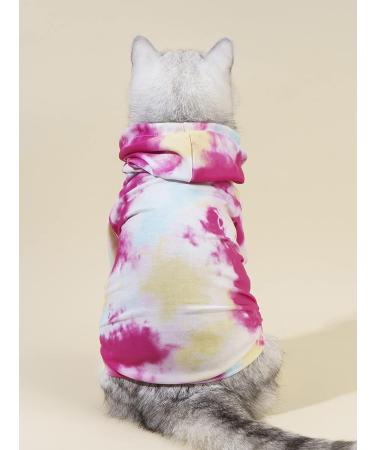 QWINEE Tie Dye Dog Hoodie - Pink and Blue - X-Large - Dog Apparel for Puppy, Kitten, Small Dogs - Buy Online on GoSupps.com
