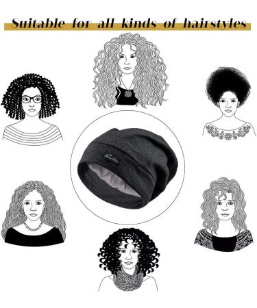 Adjustable Satin Lined Sleep Cap for Curly Hair | Extra Large Women's One Size | Black Comfortable & Stylish Nighttime Hair Care - Buy Online on GoSupps.com