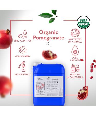HBNO Organic Pomegranate Oil - 8.8 lbs (4kg) - Ideal for Shampoos Conditioners Lip balms Face wash Lotions and Skin care products. - Buy Online on GoSupps.com