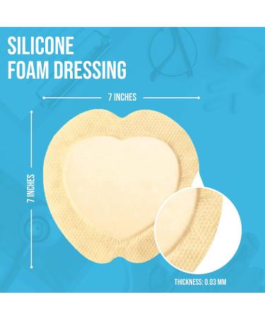 JJ CARE Silicone Foam Dressing [Pack of 5] - 7x7 Sacrum Size with Border - Absorbent Bandages with Showerproof Adhesive - Buy Online on GoSupps.com