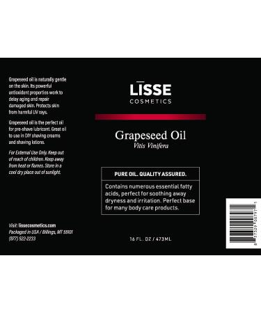 Lisse 100% Pure Grapeseed Oil - Batch Tested & Third-Party Verified - For All Skin Types - Buy Online on GoSupps.com