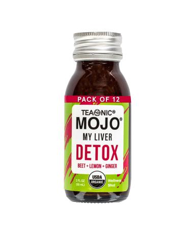 Teaonic My Liver Mojo: Detox Wellness Mojo Shots with Black Pepper Beet and Lemon Juice USDA-Certified Caffeine Free Gluten-Free 2 Fl. Oz Each Pack of 12