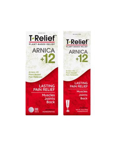 MediNatura T-Relief Arnica +12 Natural Pain Relievers 100ct Tablets T-Relief Natural Pain Relief Arnica +12 4oz Cream Bundle - Buy Online on GoSupps.com