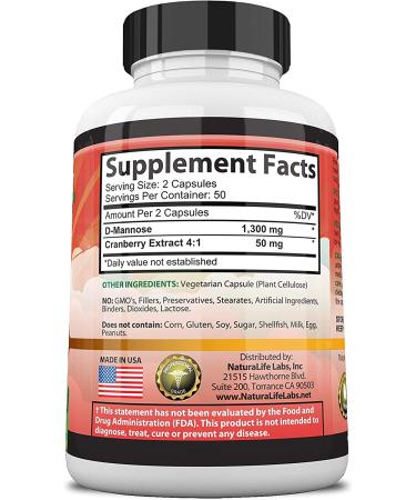 D-Mannose 300mg with Cranberry Extract | Flush Impurities, Support Urinary Tract Health - 100 Veggie Capsules - Buy Online on GoSupps.com