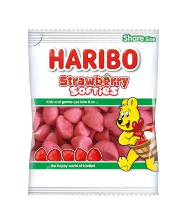 Strawberry Softies Foamy Sugar Coated Gummy Soft Sweets 140g 3x Share Bags