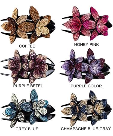 2pcs Rhinestone Double Flower Hair Clip Elegant Hair Ornament Women Hair Claw Hair Crystal Rhinestone Hair Clip Kit Barrettes Crystal Glitter Hair Comb Accessories For Women Girls - Buy Online on GoSupps.com