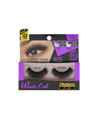 CATTITUDE 3D LASHES October Wonder Cat Faux Mink False Eyelashes Lightweight & Reusable Cruelty-Free