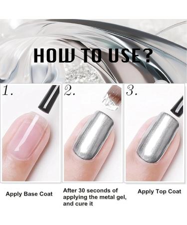 Metal Nail Polish Mirror Effect Quick Drying Metallic Effect Nail Art Polish Gel Nail Polish Silvery Nail Varnish Chrome Nail Art Polish No UV(Silvery) - Buy Online on GoSupps.com
