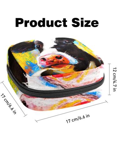 Stylish Menstrual Bags for Women & Girls - Zipper Sanitary Napkin & Tampon Collection - Cow Watercolor Design - Buy Online on GoSupps.com