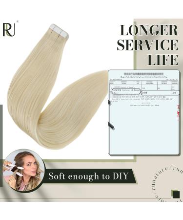 Runature Invisible Tape Extensions - Real 45 cm Blond Hair | 20 Pieces 50g #60 Smooth Human Hair Tapes - Buy Online on GoSupps.com