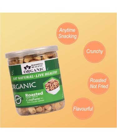 Blessfull Healing Organic Natural Vegan Mint Masala Roasted Halves/Pieces Cashew Nuts Crunchy Kaju 300 Gram - Buy Online on GoSupps.com