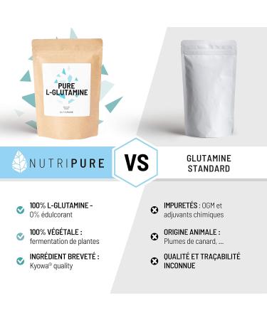 Kyowa Vegetable L-Glutamine 100% Pure | L-Glutamine Powder | Food Supplement | Amino Acid | Recovery After Training | 150g | 1 Month Cure | Made in France Nutripure - Buy Online on GoSupps.com