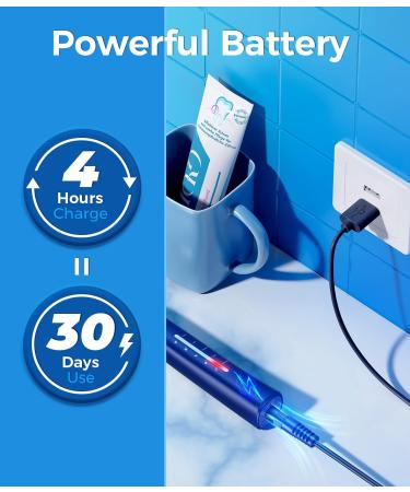 Electric Toothbrush Sonic Toothbrushes with 8 Brush Heads 40000 VPM 5 Modes Sonic Toothbrushes Fast Charge 4 Hours Last 30 Days Rechargeable Toothbrush for Adult Blue - Buy Online on GoSupps.com