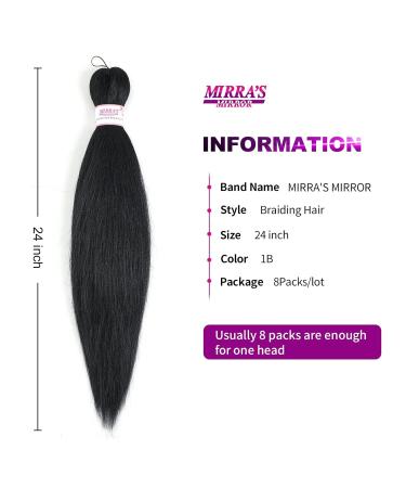 Pre Stretched Braiding Hair 24 Inch 8 Packs - Professional Synthetic Fiber Crochet Twist Braids (Pack of 8) - 1B Color - Buy Online on GoSupps.com