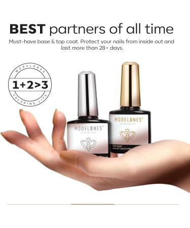 Modelones Builder Gel Set - 3Pcs No Wipe Base and Top Coat Gel Nail Polish with Gel Builder - Transparent Strengthener Hard Gel - 10ML Clear - Buy Online on GoSupps.com